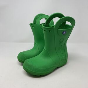 Crocs Handle It Rain Boots Kids Size C13 Green Waterproof Pull On Outdoor